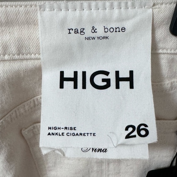 NWT RAG & BONE Nina High Rise Ankle Cigarette Ecru Jeans in 26 size - Picture 10 of 17